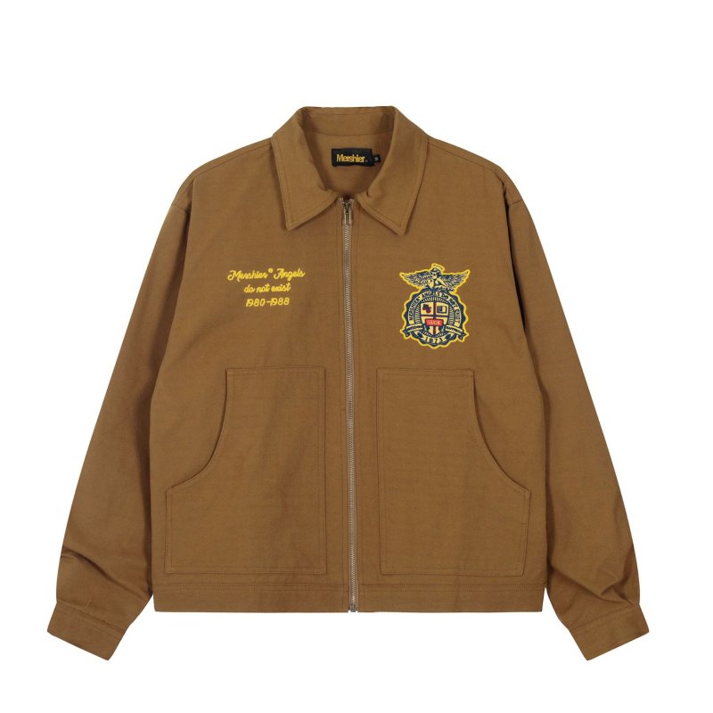 画像4: Embroidered lapel letter and angel emblem Jacket  blouson   ユニセックス 男女兼用ラペルレター&エンジェルエンブレム刺繍ジャケットスタジアムジャンパージャケット スタジャン ブルゾン (4)
