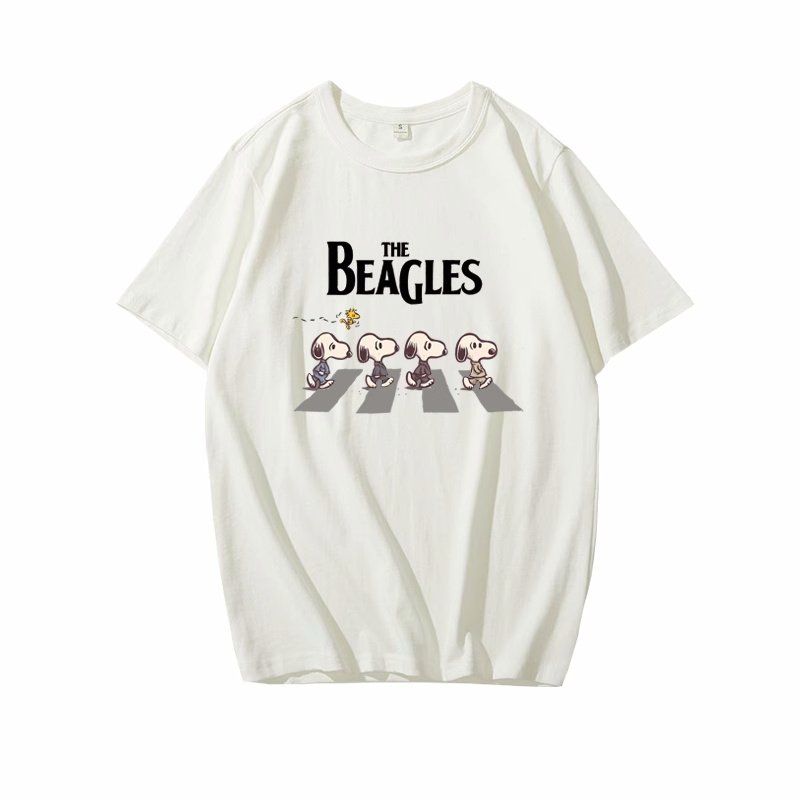 画像6: Snoopy the beagles Beatles Abbey Road Print Tshirts ユニセックス男女兼用 ザビーグルズアビーロードスヌーピー 半袖 Tシャツ (6)