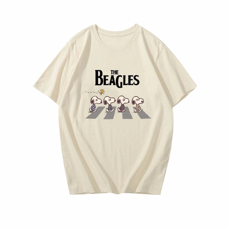 Snoopy the beagles Beatles Abbey Road Print Tshirts ユニ