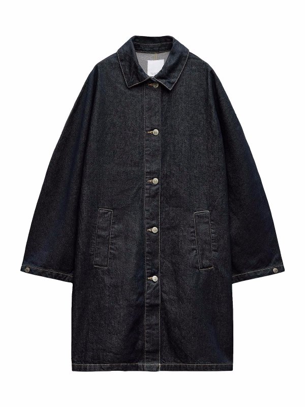 画像2: Denim stand collar mid-length coat jacket　デニムステンカラーミドル丈コート　ジャケット (2)