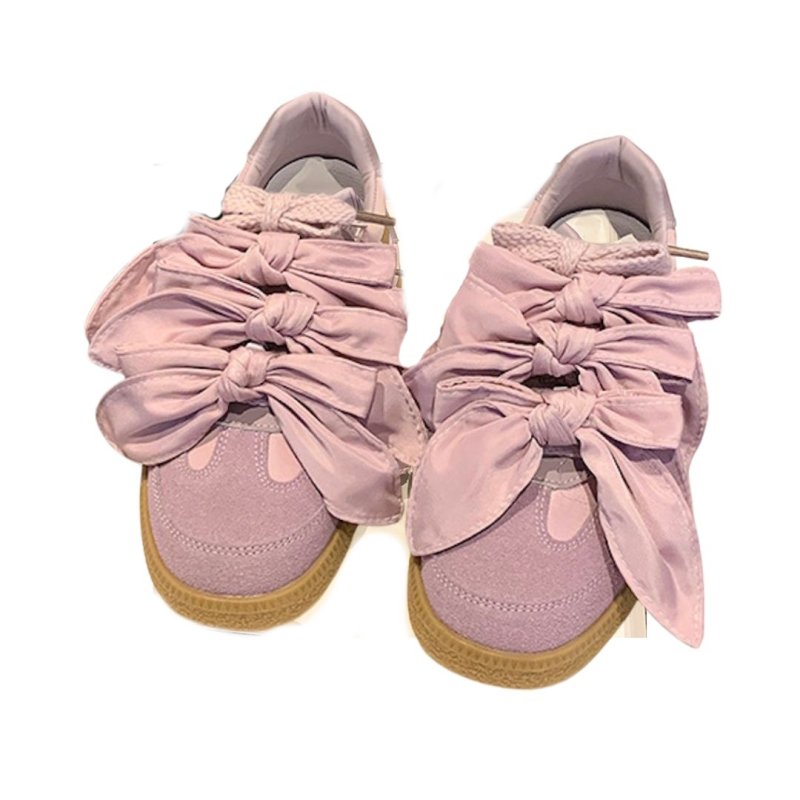 画像4: Women's Big ribbon lace-up leather platform sneakers ビッグリボンレザー レースアップスニーカーシューズ (4)