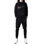 画像1: 25 Men& Women NO1 Broken swoosh Setup Hoodie and Pants Set  バスケットNO１ブロークン スウォッシュ プリントセットアップユニセックス男女兼用スウェットフーディ＆パンツセット (1)