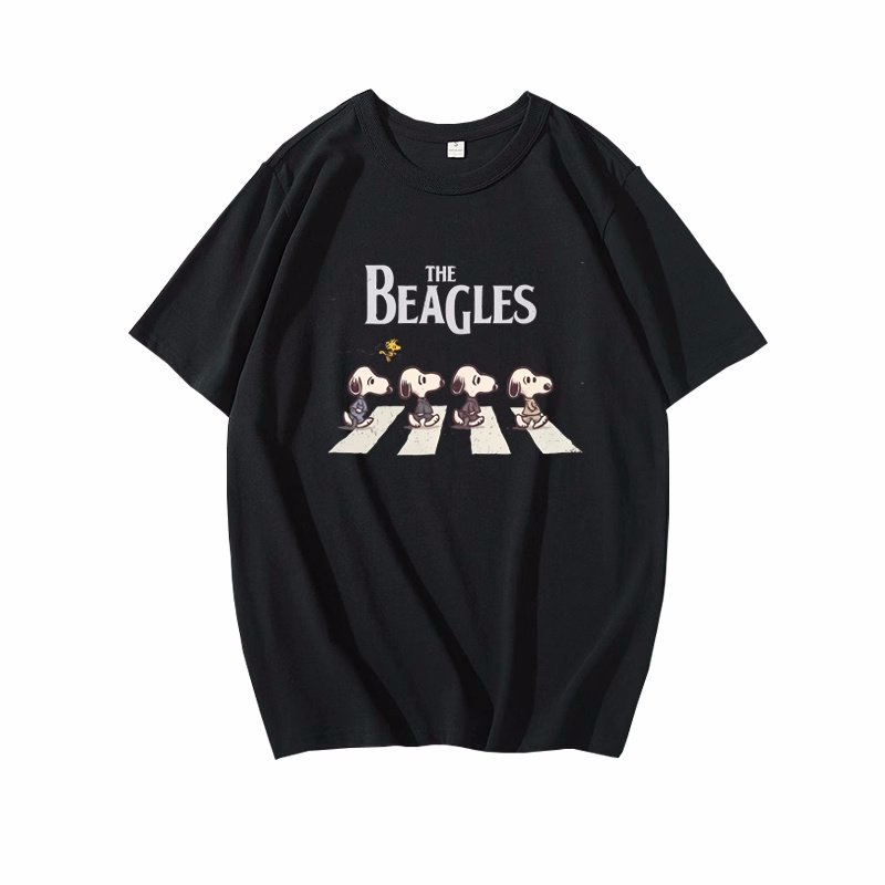 画像4: Snoopy the beagles Beatles Abbey Road Print Tshirts ユニセックス男女兼用 ザビーグルズアビーロードスヌーピー 半袖 Tシャツ (4)