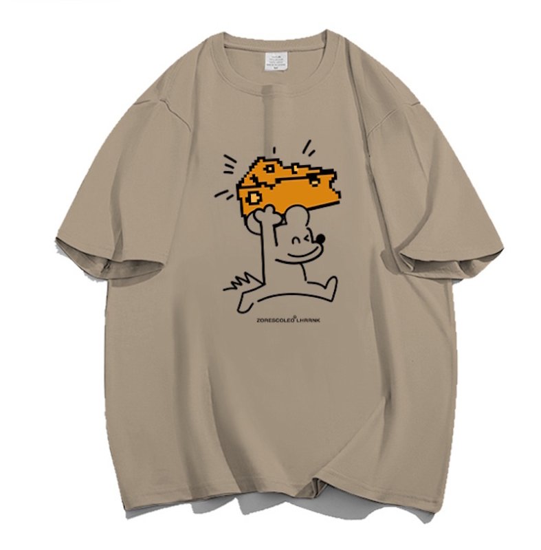 画像1: Mouse x Cheese  Print Tshirts  ユニセックス男女兼用マウスネズミ×チーズプリント半袖 Tシャツ (1)