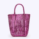 画像5: French woven basket shopping beach bagTote Bag　　フレンチ編み込みかご籠ショッピングビーチショートハンドルトートバッグ (5)