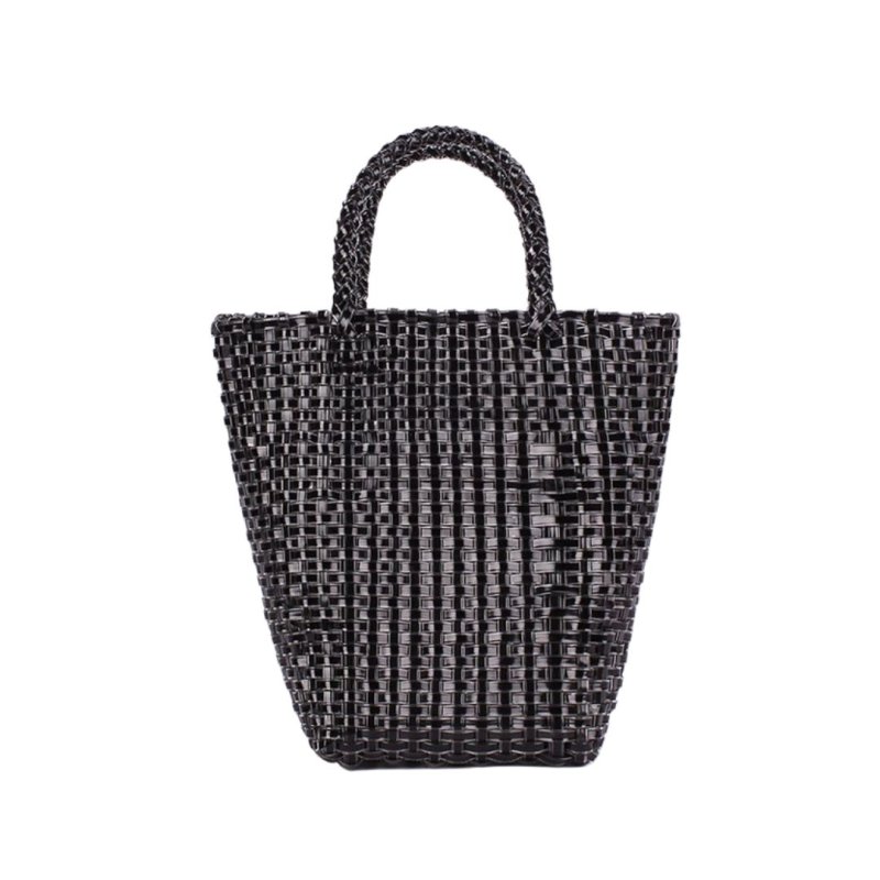 画像3: French woven basket shopping beach bagTote Bag  フレンチ編み込みかご籠ショッピングビーチショートハンドルトートバッグ (3)