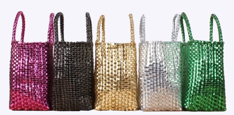 画像6: French woven basket shopping beach bagTote Bag  フレンチ編み込みかご籠ショッピングビーチショートハンドルトートバッグ (6)