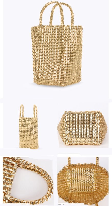 画像12: French woven basket shopping beach bagTote Bag  フレンチ編み込みかご籠ショッピングビーチショートハンドルトートバッグ (12)
