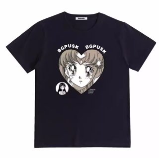Unisex Girl Anime Print Short Sleeve T-Shirt 男女兼用ユニセックス 