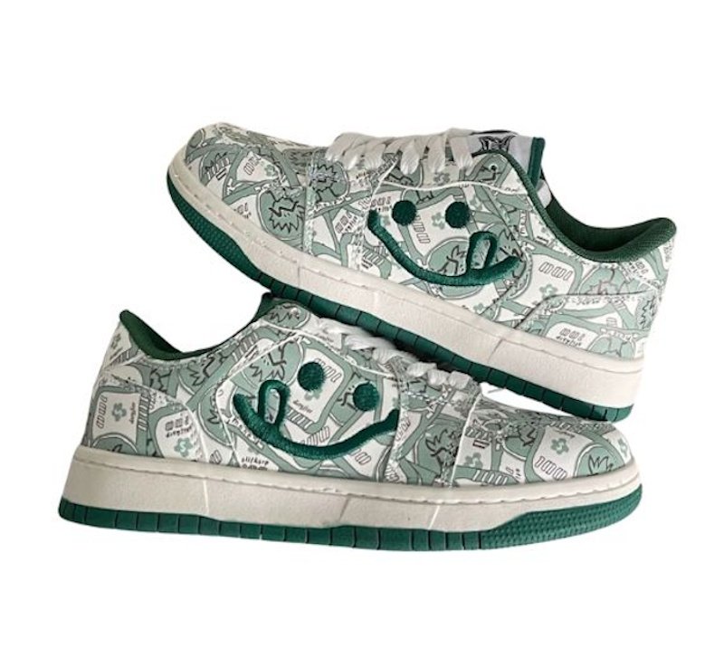 画像5: Unisex Graphic monogram and smile leather lace-up sneakers  shoes ユニセックス 男女兼用グラフィックモノグラム&スマイルレザーレースアップスニーカー (5)