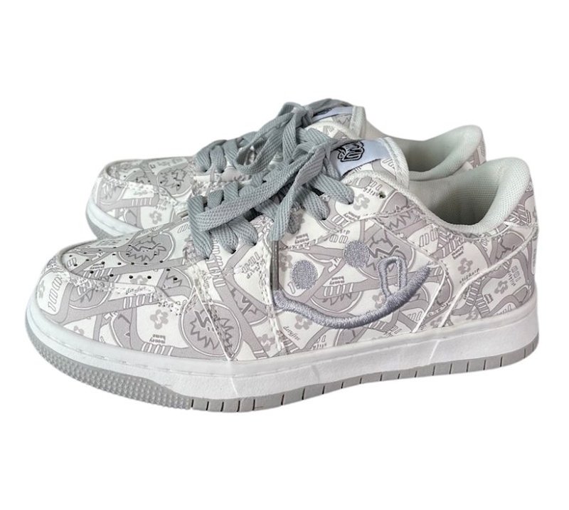 画像3: Unisex Graphic monogram and smile leather lace-up sneakers  shoes ユニセックス 男女兼用グラフィックモノグラム&スマイルレザーレースアップスニーカー (3)