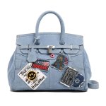画像3: Unisex Mile Patchwork Denim Tote Shoulder Bag　スマイルパッチワーク付きデニムトートショルダーバッグ (3)