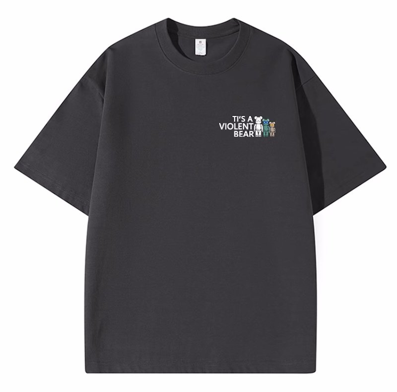 画像4: Violence Bearbrick Bear kaws One Point Round Neck T-Shirt   ユニセックス男女兼用カウズワンポイントプリント半袖 Tシャツ (4)