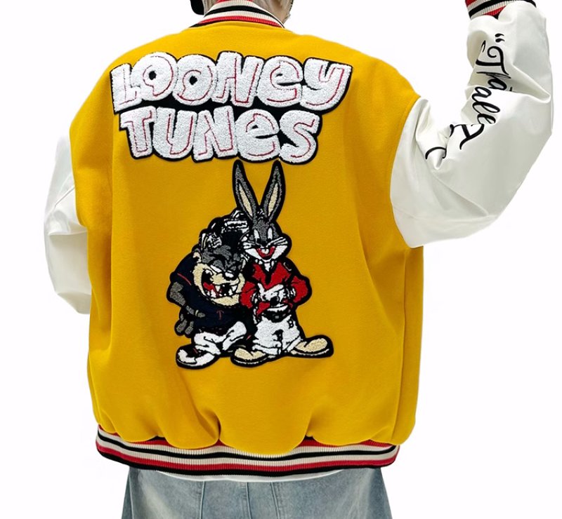 画像7: Bugs Bunny embroidered baseball jacket Stadium jumper   blouson   ユニセックス 男女兼用バッグスバニー刺繍ベースボールジャケットスタジアムジャンパージャケット スタジャン ブルゾン (7)