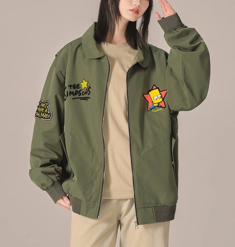 画像5: Unisex The Simpsons Bart Simpson Embroidered Pilot Jacket blouson   ユニセックス 男女兼用ザ・シンプソンズバートシンプソン刺繍 パイロットジャケット ブルゾン (5)