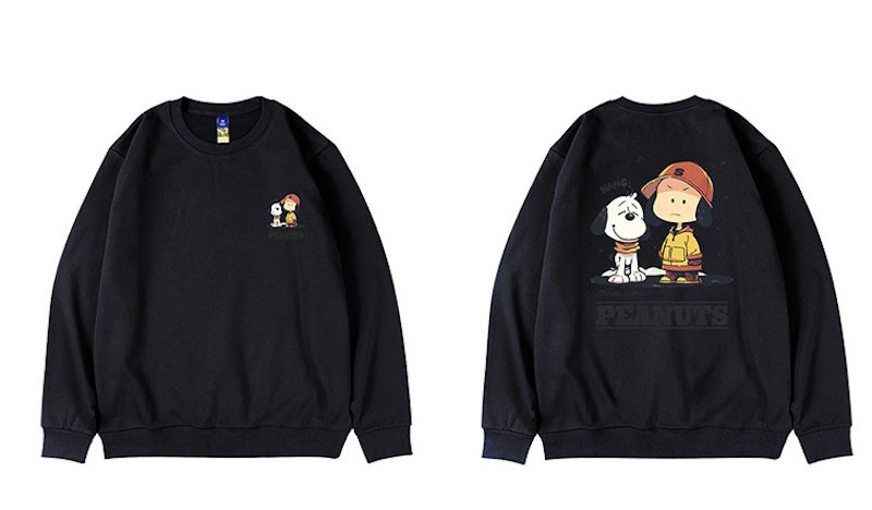 画像4: Unisex Snoopy & Charlie Brown print sweatshirt ユニセックス男女兼用スヌーピー&チャーリーブラウンプリントスウェットトレーナープラスサイズあり (4)
