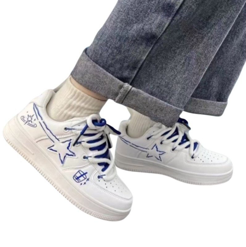 画像6: Unisex Graffiti Meteor Leather Lace-up Sneakers shoes  ユニセックス 男女兼用流星グラフィックペイントレザーレースアップスニーカー (6)