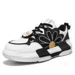 画像1: Unisex daisy embroidered lace-up leather sneakers shoes  ユニセックス 男女兼用ユニセックスデイジー刺繍レザーレースアップスニーカー (1)