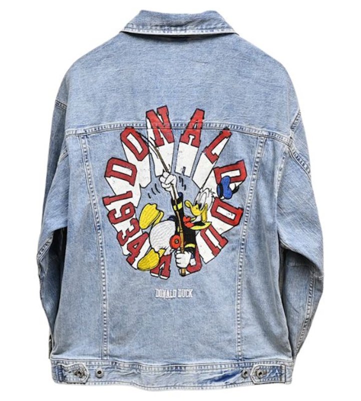 画像2: Unisex Donald Duck embroidered denim jacket　ユニセックス 男女兼用ドナルドダック刺繍Gジャンデニムジャケットブルゾン (2)