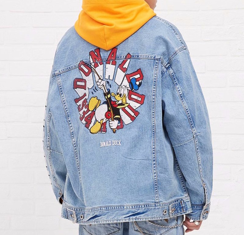 画像4: Unisex Donald Duck embroidered denim jacket　ユニセックス 男女兼用ドナルドダック刺繍Gジャンデニムジャケットブルゾン (4)