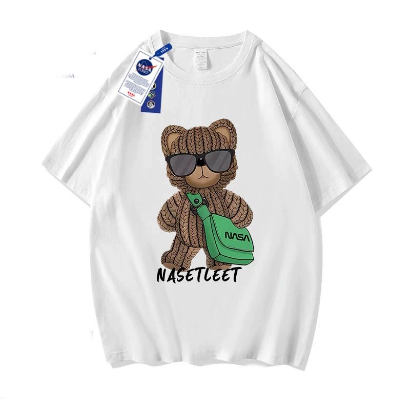画像4: NASA x Walking Bear Short Sleeve Round Neck T-Shirt   ユニセックス男女兼用ナサ×ウォーキングベアプリント半袖 Tシャツ (4)