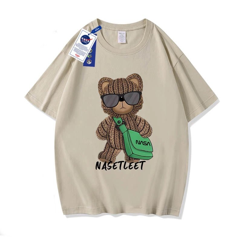 画像10: NASA x Walking Bear Short Sleeve Round Neck T-Shirt   ユニセックス男女兼用ナサ×ウォーキングベアプリント半袖 Tシャツ (10)