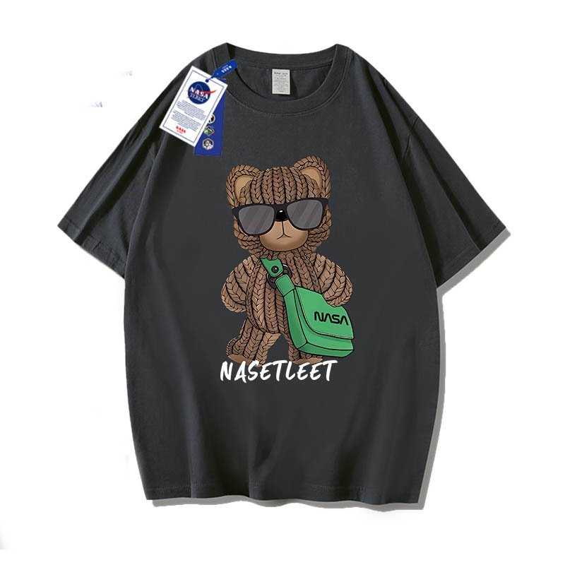画像9: NASA x Walking Bear Short Sleeve Round Neck T-Shirt   ユニセックス男女兼用ナサ×ウォーキングベアプリント半袖 Tシャツ (9)