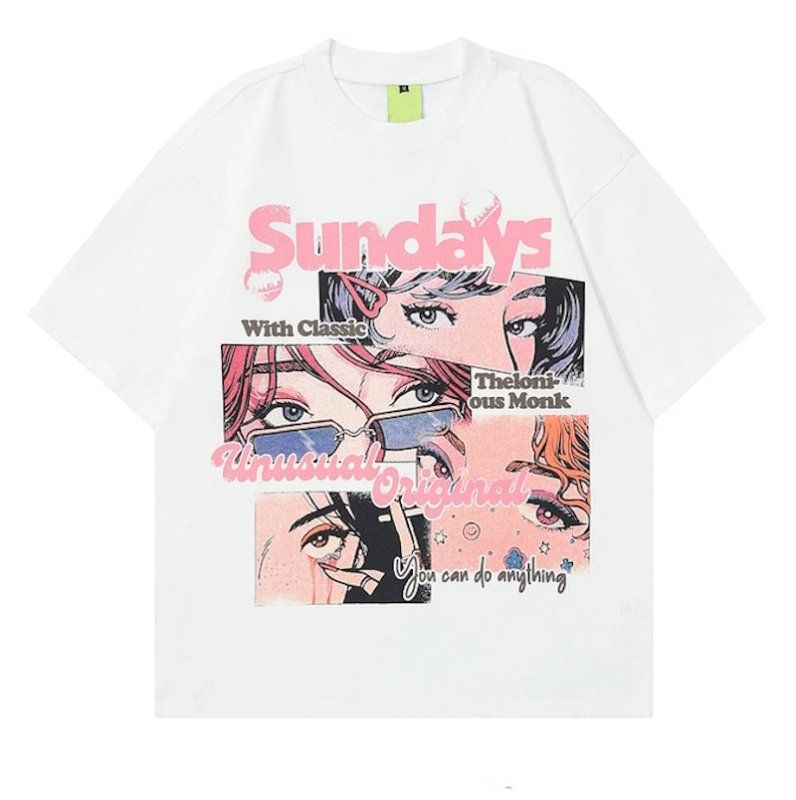 画像2: Vintage beautiful girl anime print T-shirt　 ユニセックス男女兼用ヴィンテージ美少女アニメプリント半袖 Tシャツ (2)