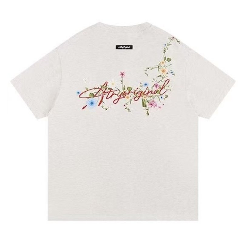 画像2: Flower & Logo round neckT-Shirt  ユニセックス男女兼用フラワー＆ロゴプリント半袖 Tシャツ (2)