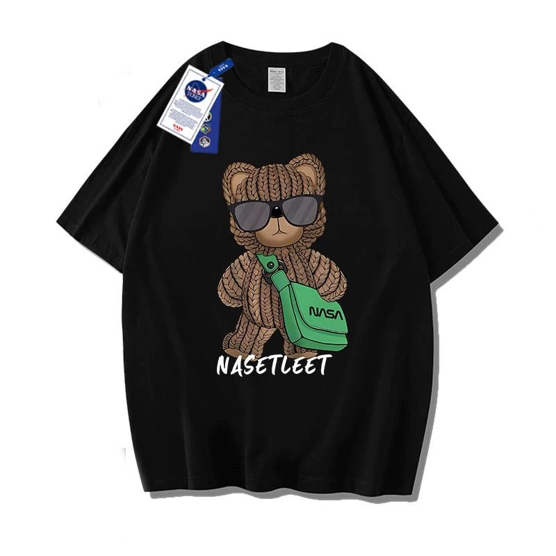 画像2: NASA x Walking Bear Short Sleeve Round Neck T-Shirt   ユニセックス男女兼用ナサ×ウォーキングベアプリント半袖 Tシャツ (2)