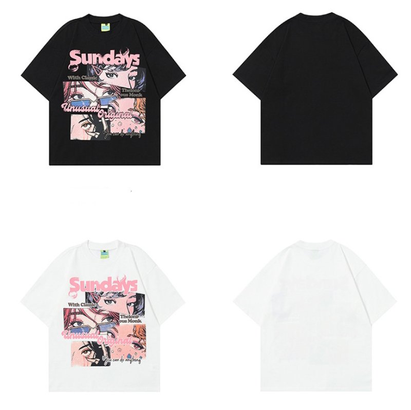 画像4: Vintage beautiful girl anime print T-shirt　 ユニセックス男女兼用ヴィンテージ美少女アニメプリント半袖 Tシャツ (4)