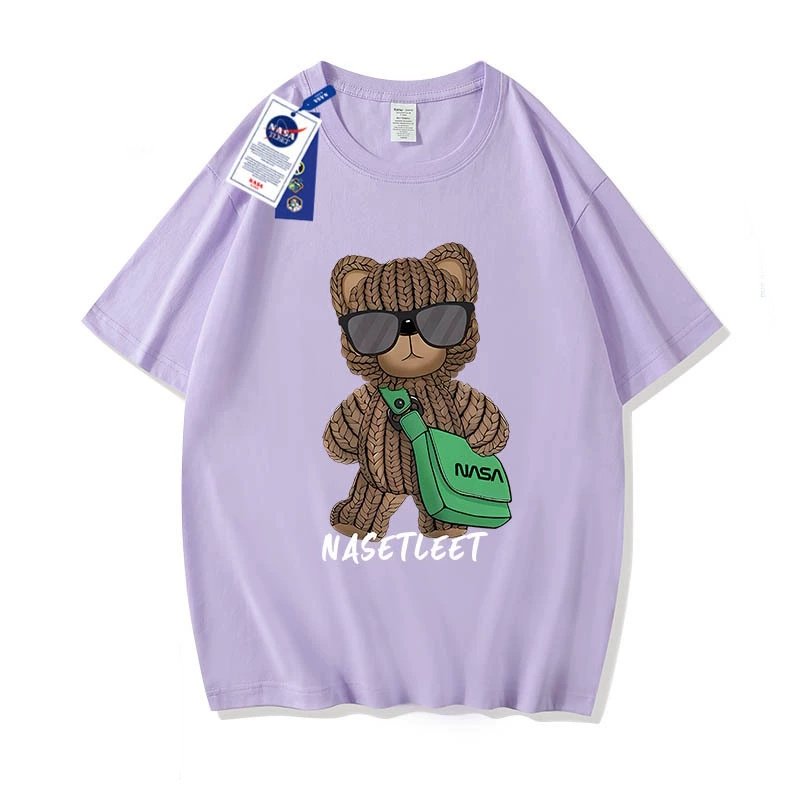 画像7: NASA x Walking Bear Short Sleeve Round Neck T-Shirt   ユニセックス男女兼用ナサ×ウォーキングベアプリント半袖 Tシャツ (7)