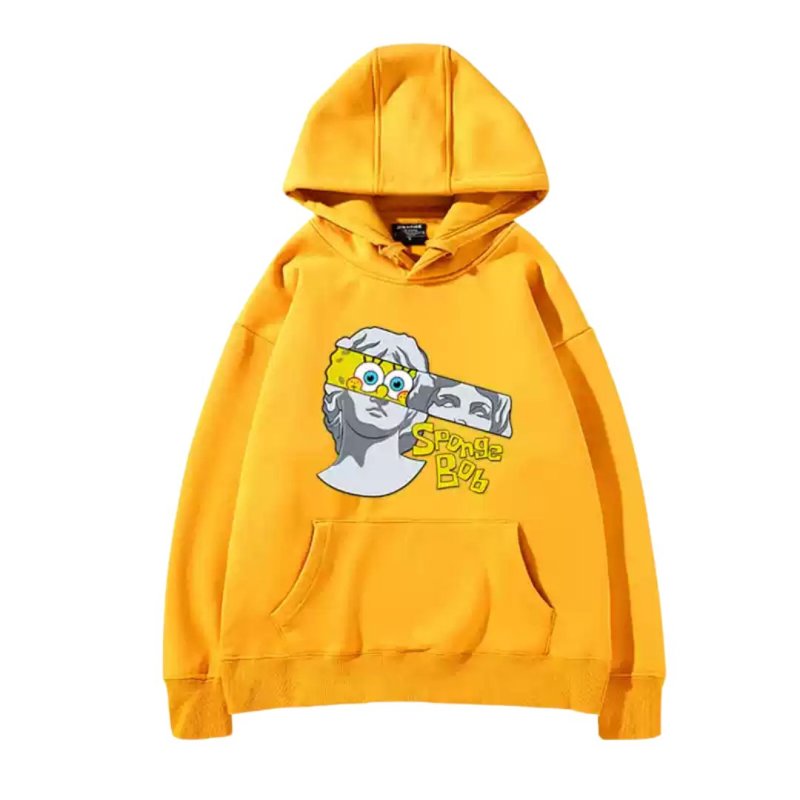 画像8: SpongeBob＆ plaster co-branded round neck hoodie sweat pullover   ユニセックス 男女兼用スポンジボブ&レプリカ スウェット パーカー (8)