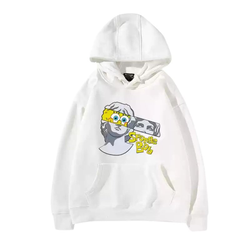 画像2: SpongeBob＆ plaster co-branded round neck hoodie sweat pullover   ユニセックス 男女兼用スポンジボブ&レプリカ スウェット パーカー (2)