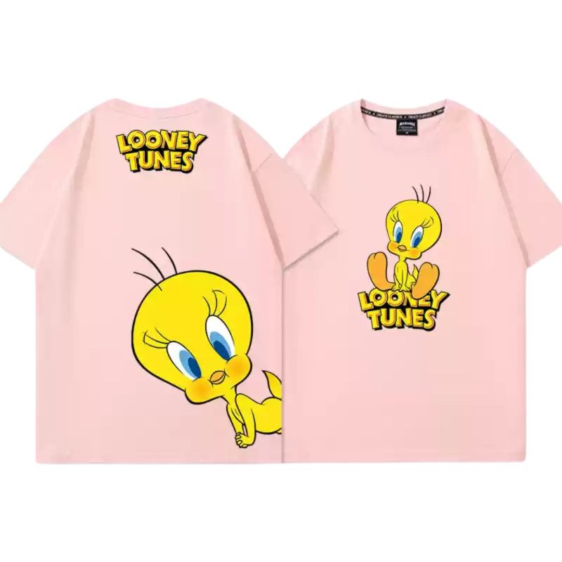 画像2: Tweety loose short sleeve T-shirt Looney Tunes ユニセックス男女兼用 ルーニー・テューンズ トゥイーティー 半袖Tシャツ プルオーバー (2)