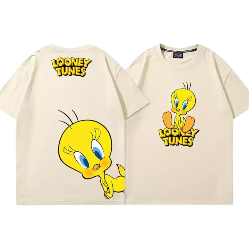 画像7: Tweety loose short sleeve T-shirt Looney Tunes ユニセックス男女兼用 ルーニー・テューンズ トゥイーティー 半袖Tシャツ プルオーバー (7)