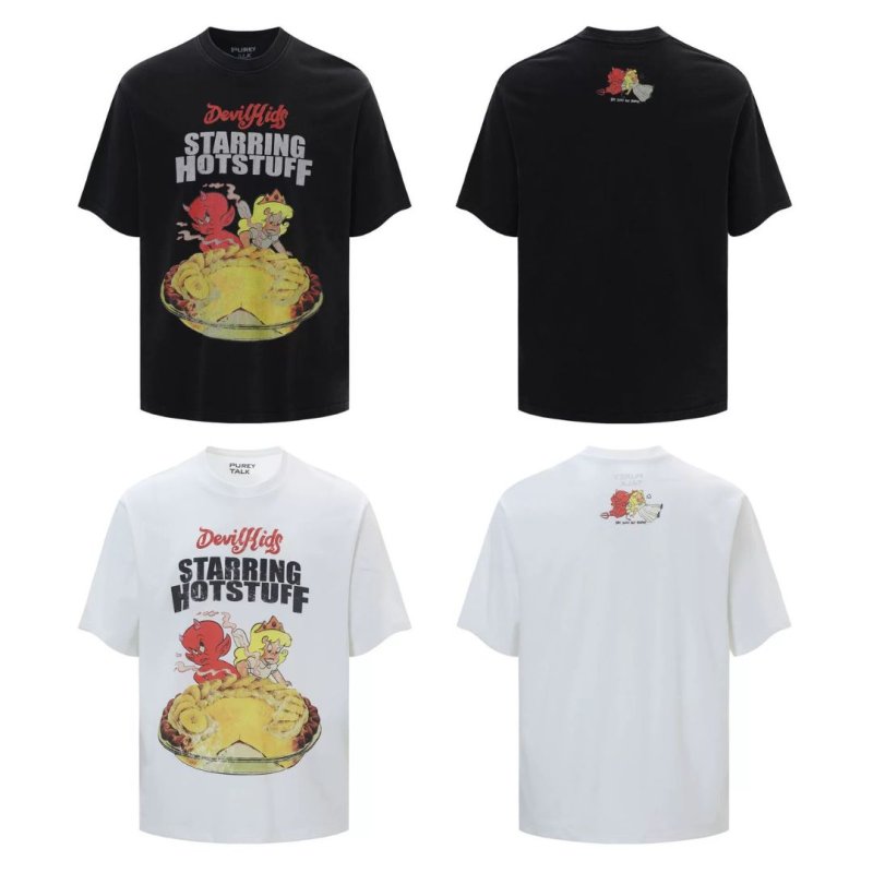 画像3: PureyTalk Purey Gluttonous Devil Kids Starring Hotstuff T-shirts ユニセックス 男女兼用 古着風 ヴィンテージ加工 ホット・スタッフ・ザ・リトル・デビル プリント半袖 Tシャツ (3)
