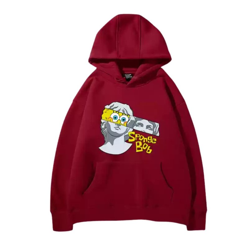画像9: SpongeBob＆ plaster co-branded round neck hoodie sweat pullover   ユニセックス 男女兼用スポンジボブ&レプリカ スウェット パーカー (9)