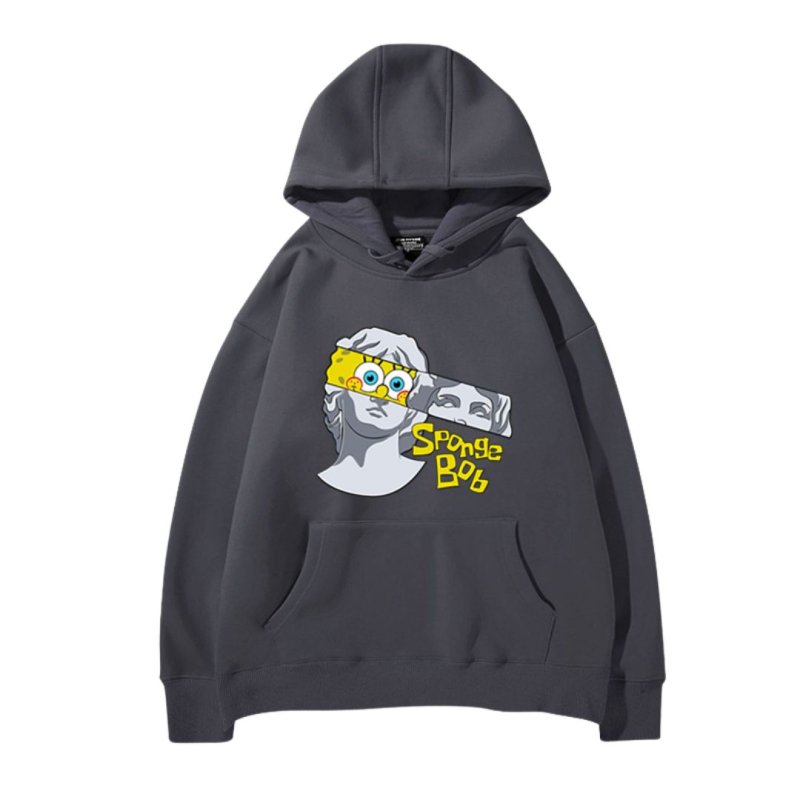 画像1: SpongeBob＆ plaster co-branded round neck hoodie sweat pullover   ユニセックス 男女兼用スポンジボブ&レプリカ スウェット パーカー (1)