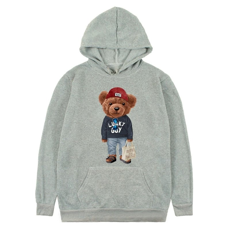 画像4: go on an errand Bear round neck hoodie sweat pullover   ユニセックス 男女兼用お使いベア熊フーディ スウェット パーカー (4)