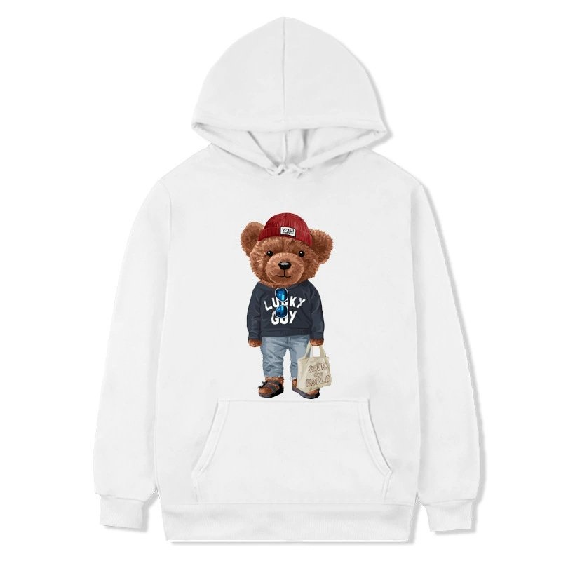画像2: go on an errand Bear round neck hoodie sweat pullover   ユニセックス 男女兼用お使いベア熊フーディ スウェット パーカー (2)