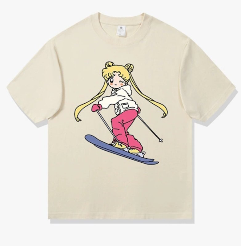 画像7: Unisex Ski Sailor Moon Short Sleeve PrintTshirts   美少女戦士セーラームーンスキープリント半袖Tシャツ  男女兼用 ユニセックス (7)