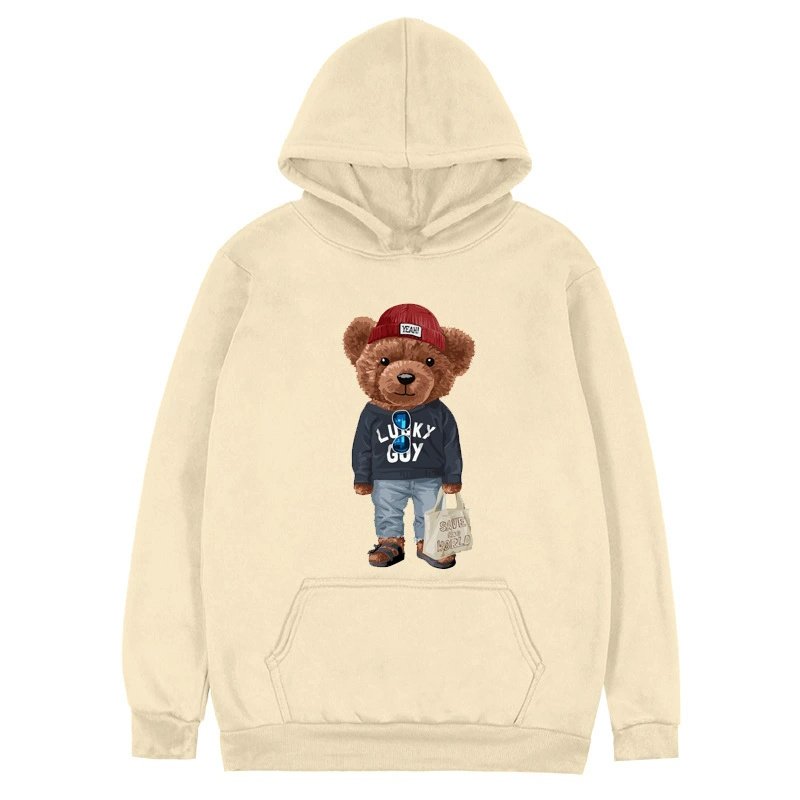 画像5: go on an errand Bear round neck hoodie sweat pullover   ユニセックス 男女兼用お使いベア熊フーディ スウェット パーカー (5)