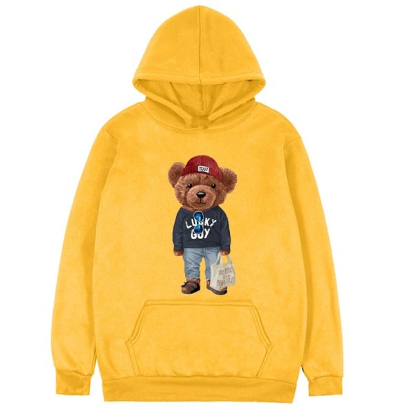 画像1: go on an errand Bear round neck hoodie sweat pullover   ユニセックス 男女兼用お使いベア熊フーディ スウェット パーカー (1)