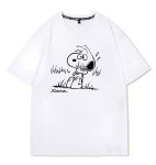 画像1: Snoopy & Woodstock Print short sleeve T-shirt Looney Tunes ユニセックス男女兼用スヌーピー＆ウッドストックプリント  半袖Tシャツ プルオーバー (1)