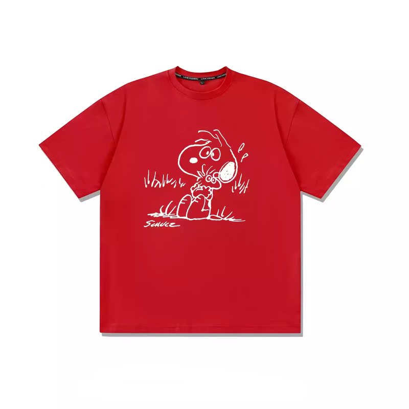 画像3: Snoopy & Woodstock Print short sleeve T-shirt Looney Tunes ユニセックス男女兼用スヌーピー＆ウッドストックプリント  半袖Tシャツ プルオーバー (3)