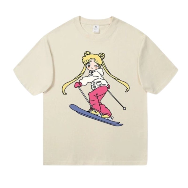 画像1: Unisex Ski Sailor Moon Short Sleeve PrintTshirts   美少女戦士セーラームーンスキープリント半袖Tシャツ  男女兼用 ユニセックス (1)