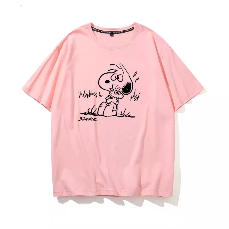 画像5: Snoopy & Woodstock Print short sleeve T-shirt Looney Tunes ユニセックス男女兼用スヌーピー＆ウッドストックプリント  半袖Tシャツ プルオーバー (5)