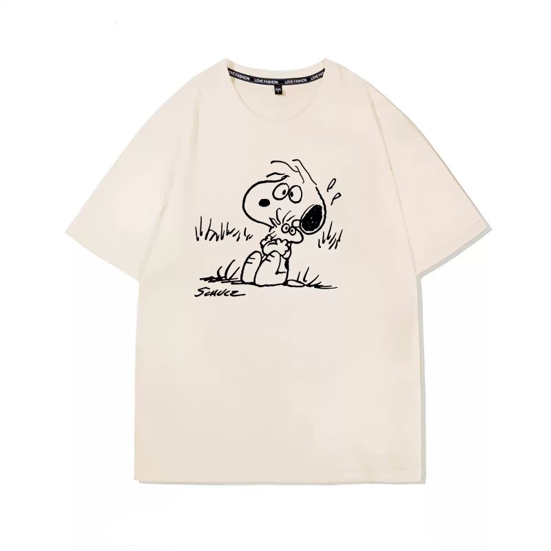 画像8: Snoopy & Woodstock Print short sleeve T-shirt Looney Tunes ユニセックス男女兼用スヌーピー＆ウッドストックプリント  半袖Tシャツ プルオーバー (8)