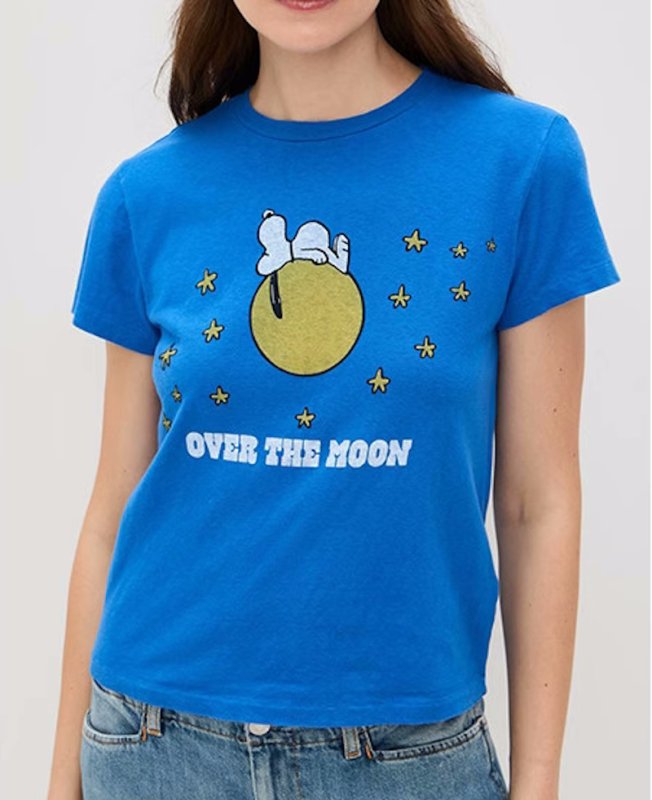 画像3: Snoopy and the Moon Short Sleeve PrintTshirts   スヌーピー＆月ムーンプリント半袖Tシャツ  男女兼用 ユニセックス (3)